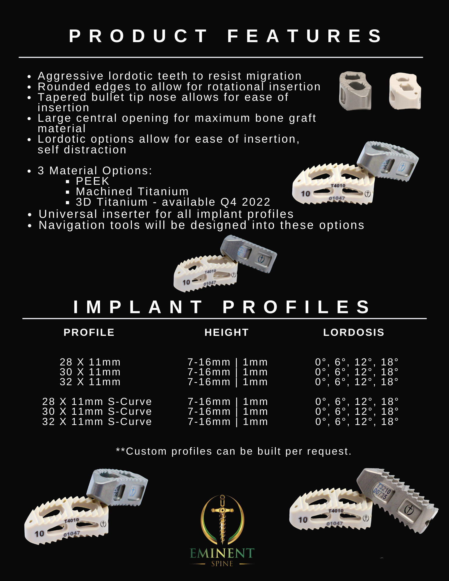 Tranforaminal Lumbar Interbody Fusion Cage made out of peek optima. Has a slight curve in the middle of the implant and aggressive teeth to resist migration.